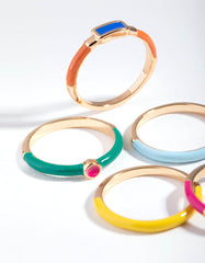 Gold Matte Bright 5-Pack Ring Set