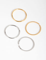 Mixed Metal Surgical Steel Plain & Twist Nose Ring 4-Pack