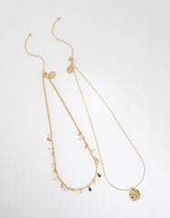 Gold Plated Freshwater Pearl & Molten Necklace Set