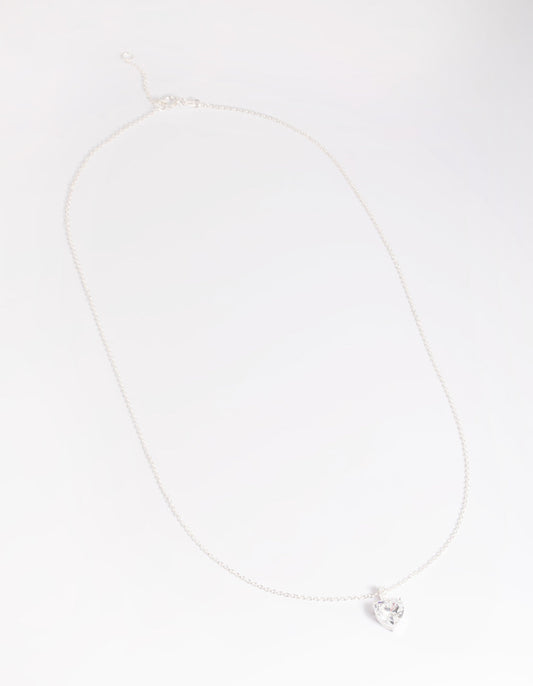 Sterling Silver Cubic Zirconia Heart Necklace