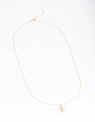 Gold Plated Sterling Silver Cubic Zirconia Cross Necklace