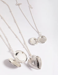 Antique Silver Mixed Locket Layered Necklace