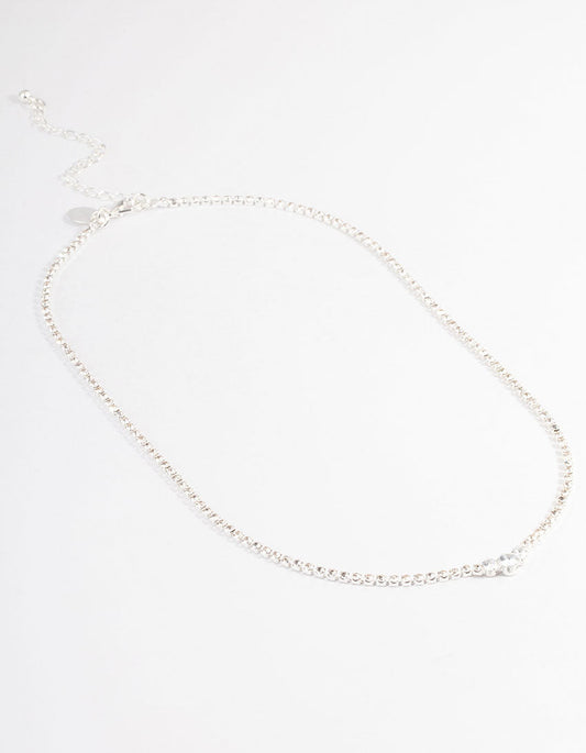 Silver Cup Chain Diamante Necklace