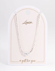 Silver Cup Chain Diamante Necklace