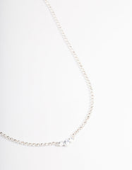 Silver Cup Chain Diamante Necklace