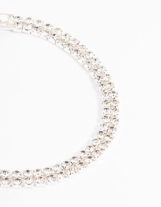Silver Classic Cup Chain Tennis Bracelet