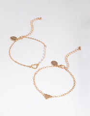 Gold Open Heart & Pearl Bracelet Pack