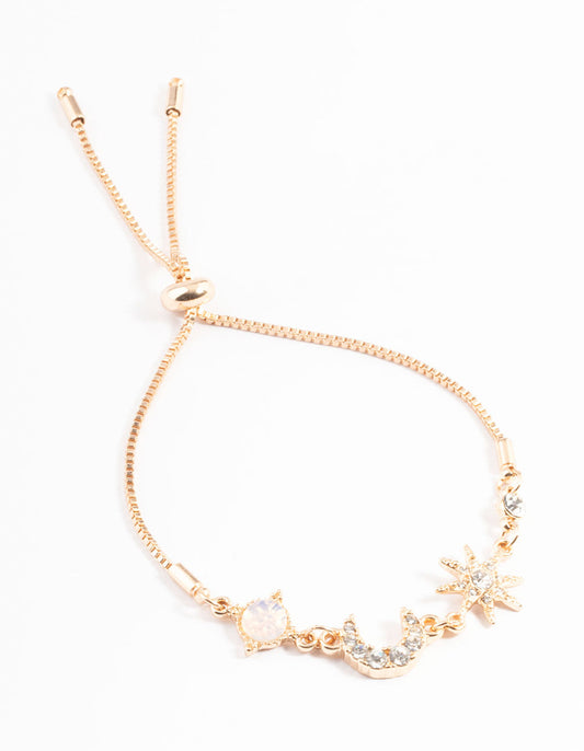 Gold Pretty Diamante Celestial Bracelet