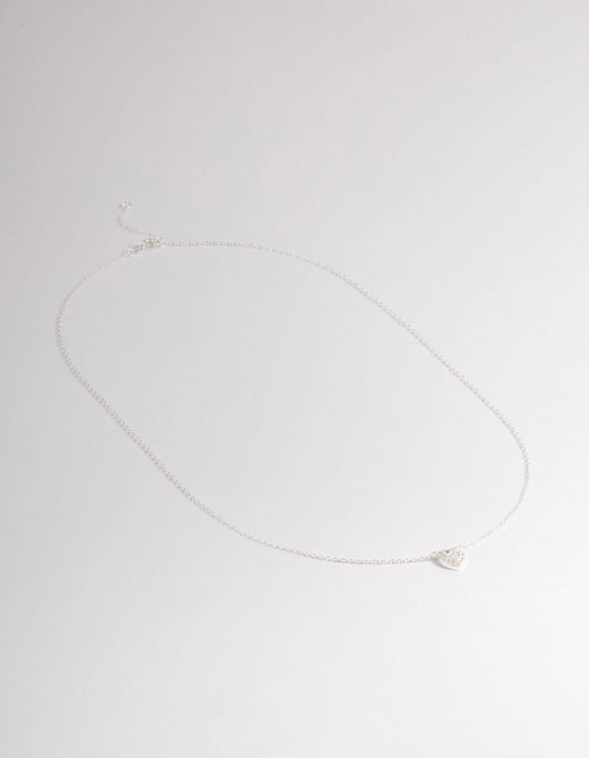 Sterling Silver Cubic Zirconia Halo Heart Pendant Necklace