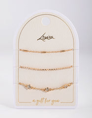 Gold Cup Chain & Flower Bracelet Pack