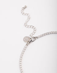 Silver Cubic Zirconia Cup Chain Teardrop Earrings & Necklace Set