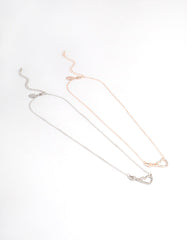 Mixed Metal Diamante Infinity & Heart Necklace Pack