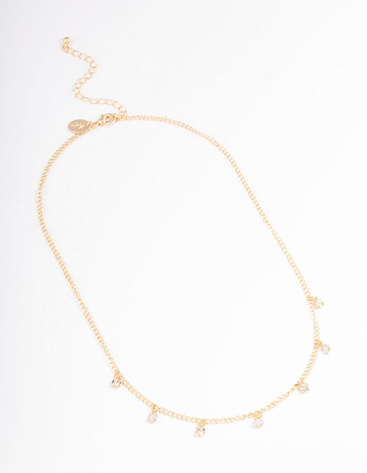 Gold Alternate Diamante Necklace