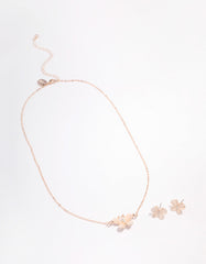 Rose Gold Cateye Butterfly Jewellery Set
