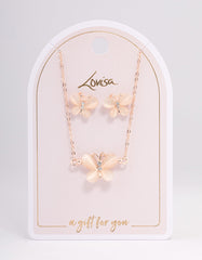 Rose Gold Cateye Butterfly Jewellery Set