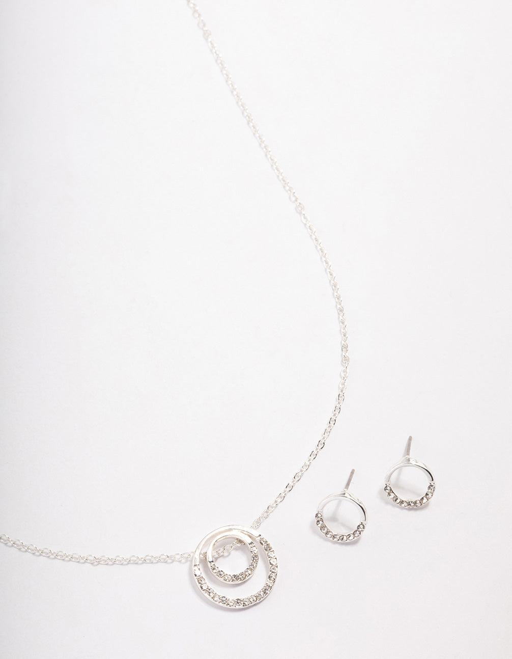 Silver Double Open Circle Jewellery Set