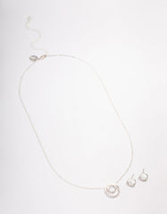 Silver Double Open Circle Jewellery Set