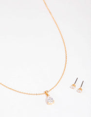 Silver Pearl Drop Necklace & Earring Set