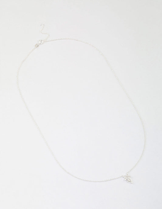 Sterling Silver Cubic Zirconia Stem Necklace