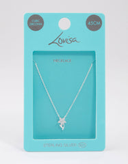 Sterling Silver Cubic Zirconia Stem Necklace