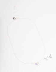 Silver Diamante Butterfly Jewellery Set