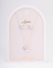 Silver Diamante Butterfly Jewellery Set