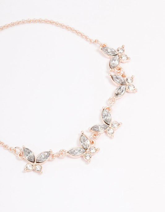 Rose Gold Diamante Butterfly Toggle Bracelet