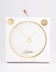 Gold Plated Sterling Silver Open Cubic Zirconia Heart Pendant Necklace