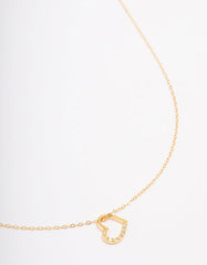 Gold Plated Sterling Silver Open Cubic Zirconia Heart Pendant Necklace