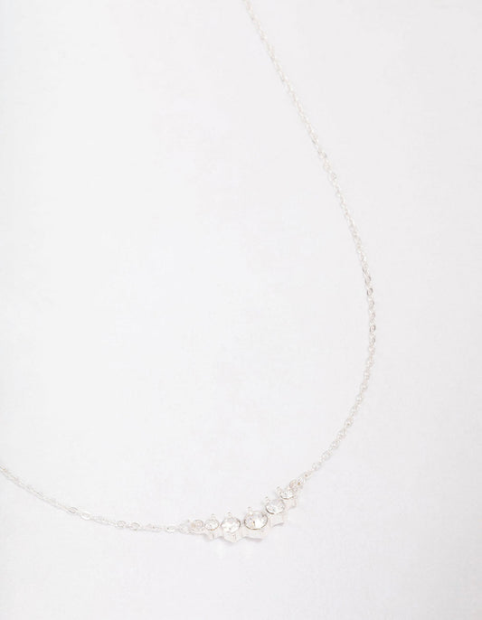 Silver Graduating Diamante Chain Necklace