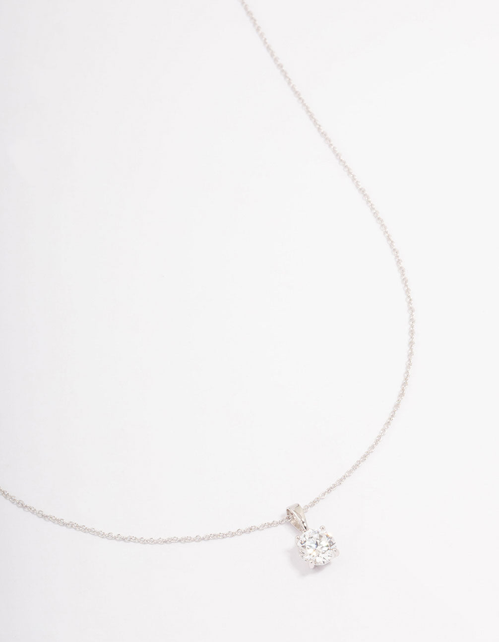 Sterling Silver Solitaire Cubic Zirconia Pendant Necklace