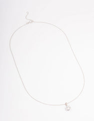 Sterling Silver Solitaire Cubic Zirconia Pendant Necklace