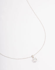 Sterling Silver Solitaire Cubic Zirconia Pendant Necklace