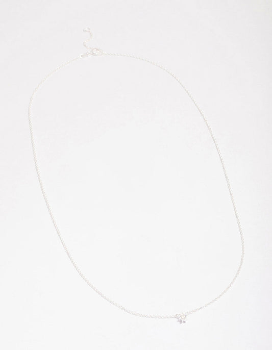 Sterling Silver Cubic Zirconia Dainty Pendant Necklace