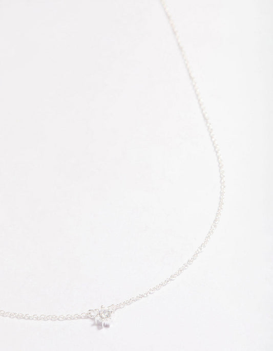 Sterling Silver Cubic Zirconia Dainty Pendant Necklace