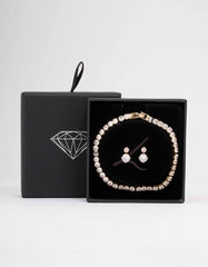 Gold Round Tennis Bracelet & Earring Set