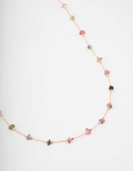 Gold Plated Semi Precious Station Necklace