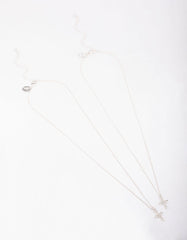 Silver Classic Diamante Cross Necklace Pack