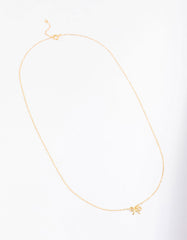 Gold Plated Sterling Silver Bow Pendant Necklace