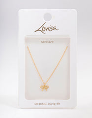 Gold Plated Sterling Silver Bow Pendant Necklace
