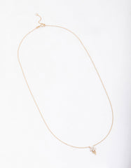 Gold Plated Sterling Silver Flower Stem Pendant Necklace