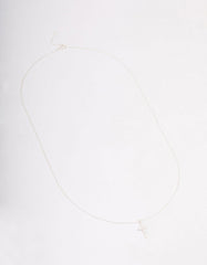 Sterling Silver Cubic Zirconia Marquise Cross Necklace