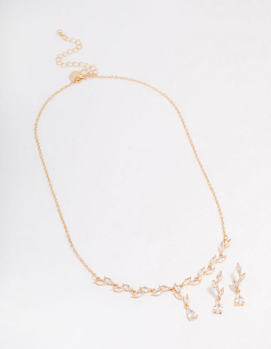 Gold Teardrop Vine Jewellery Set