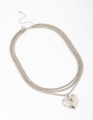 Silver Chain Set Heart Pendant Necklace