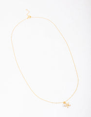 Gold Plated Sterling Silver Starfish Freshwater Pearl Chain Necklace