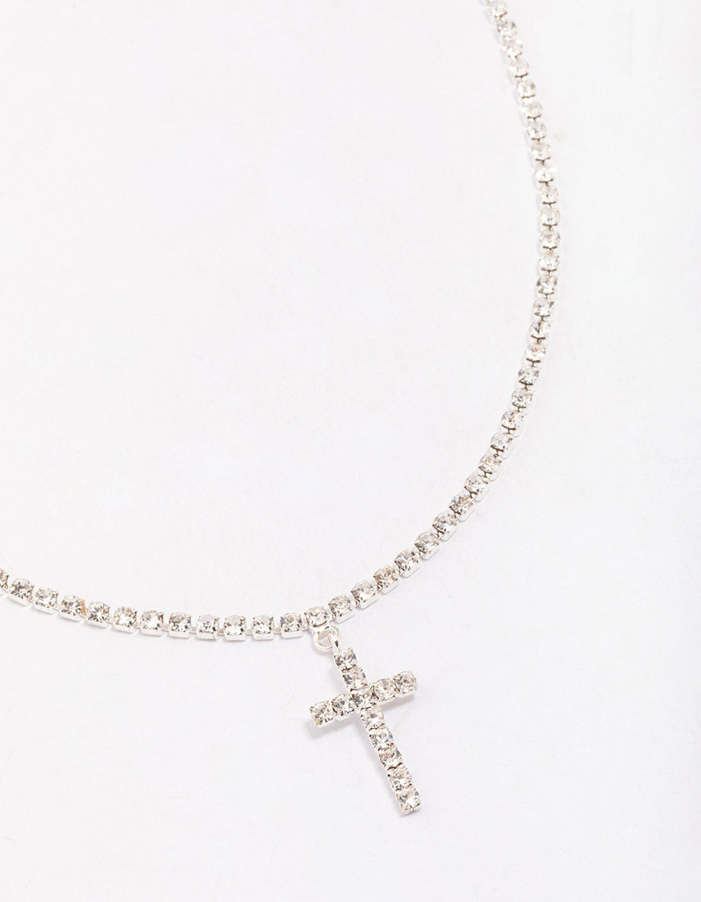 Silver Cup Chain Cross Pendant Necklace