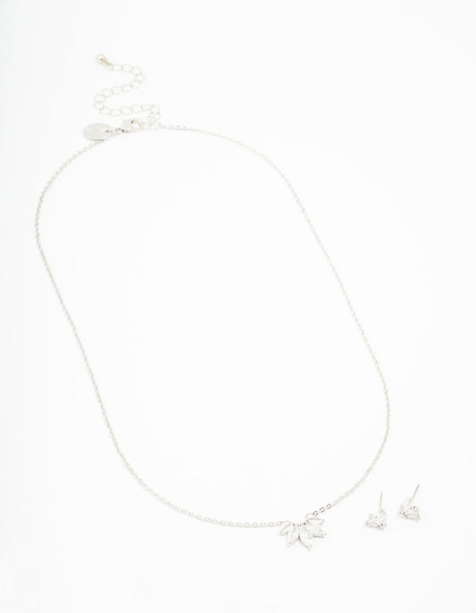 Silver Cubic Zirconia Marquise Jewellery Set