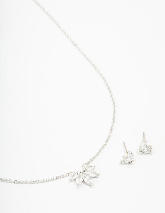 Silver Cubic Zirconia Marquise Jewellery Set