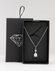 Silver Cubic Zirconia Pear Pendant Necklace