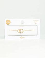 Gold Plated Sterling Silver Pave Link Hoop Bracelet & Anklet Set
